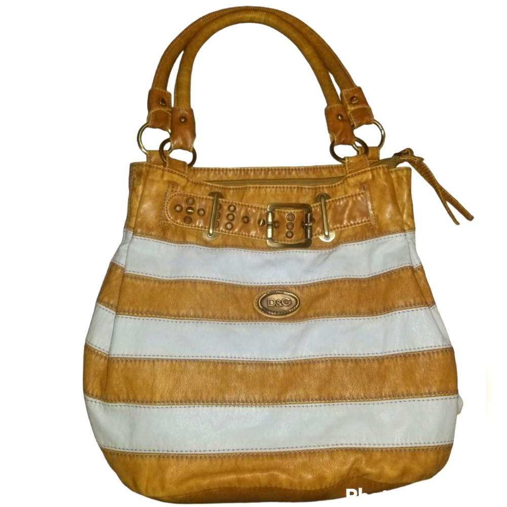 D&G Soft Leather Tan and White Striped Bag